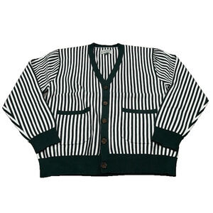 NWT Bogey Boys Mens Golf Cardigan Sweater Striped Heavyweight Green White Size L